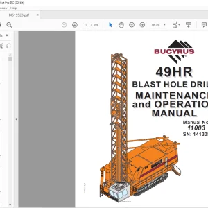CAT BUCYRUS 49HR BLAST HOLE DRILL MAINTENANCE and OPERATION MANUAL SN 141308 - PDF DOWNLOAD