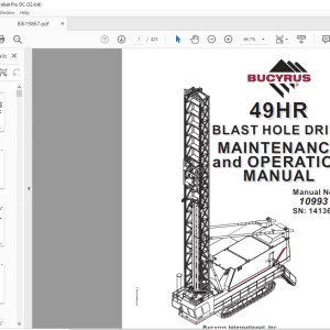 CAT BUCYRUS 49HR BLAST HOLE DRILL MAINTENANCE and OPERATION MANUAL SN 141363 - PDF DOWNLOAD