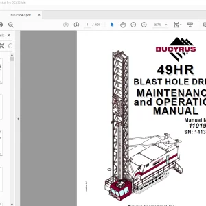 CAT BUCYRUS 49HR BLAST HOLE DRILL MAINTENANCE and OPERATION MANUAL SN 141365 - PDF DOWNLOAD