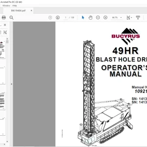 CAT BUCYRUS 49HR BLAST HOLE DRILL OPERATOR’S MANUAL 10921 -  PDF DOWNLOAD