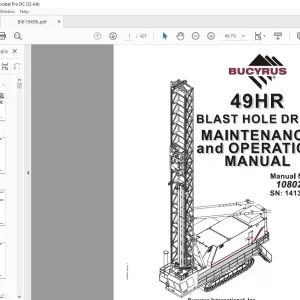 CAT BUCYRUS 49HR Blast Hole Drill Maintenance And Operation Manual SN 141302 - PDF DOWNLOAD