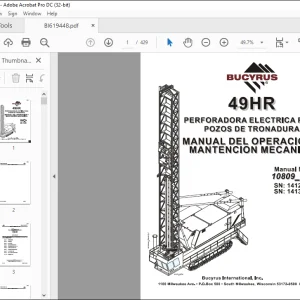 CAT BUCYRUS 49HR Blast Hole Drill Manual de Mantención y Operación 10809 - PDF DOWNLOAD (Spanish)