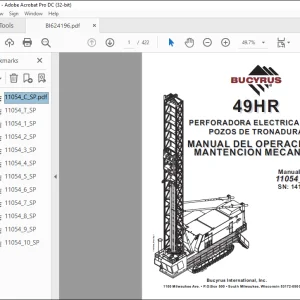 CAT BUCYRUS 49HR Blast Hole Drill Manual de Mantención y Operación 11054 - PDF DOWNLOAD (Spanish)