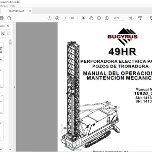 CAT BUCYRUS 49HR Blast Hole Drill Manual de Mantención y Operación BI619483 -  PDF DOWNLOAD (Spanish)