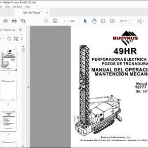 CAT BUCYRUS 49HR Blast Hole Drill Manual de Mantención y Operación SN 141297  - PDF DOWNLOAD (Spanish)