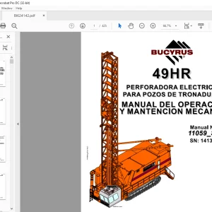 CAT BUCYRUS 49HR Blast Hole Drill Manual de Mantención y Operación SN 141362  - PDF DOWNLOAD (Spanish)