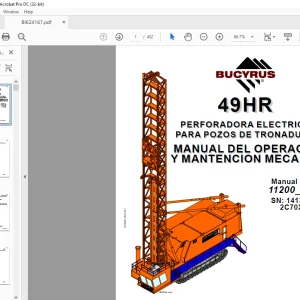CAT BUCYRUS 49HR Blast Hole Drill Manual de Mantención y Operación SN 141368 - PDF DOWNLOAD (Spanish)
