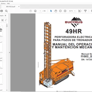 CAT BUCYRUS 49HR Blast Hole Drill Manual de Mantención y Operación SN141308  - PDF DOWNLOAD (Spanish)