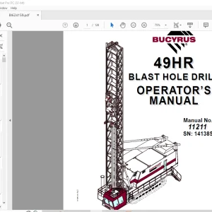 CAT BUCYRUS 49HR Blast Hole Drill Operator Manual SN 141385  - PDF DOWNLOAD