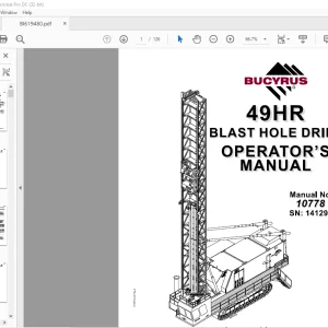 CAT BUCYRUS 49HR Blast Hole Drill Operator’s Manual SN 141297 - PDF DOWNLOAD