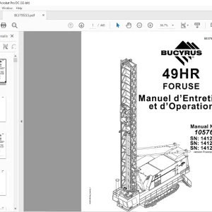 CAT BUCYRUS 49HR Manuel d'Entretien et d'Operation BI379553  -PDF DOWNLOAD (French)
