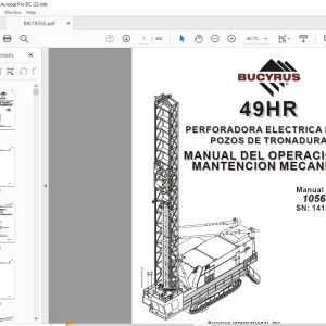 CAT BUCYRUS 49HR PERFORADORA ELECTRICA PARA POZOS DE TRONADURA MANUAL DEL OPERACION Y MANTENCION MECANICA BI619350 -  PDF DOWNLOAD (Spanish)