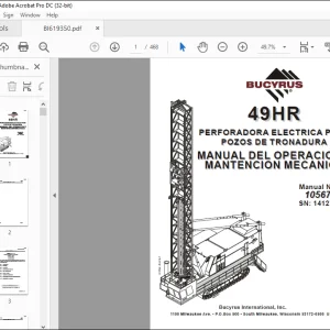 CAT BUCYRUS 49HR PERFORADORA ELECTRICA PARA POZOS DE TRONADURA MANUAL DEL OPERACION Y MANTENCION MECANICA SN 141275  - PDF DOWNLOAD (Spanish)