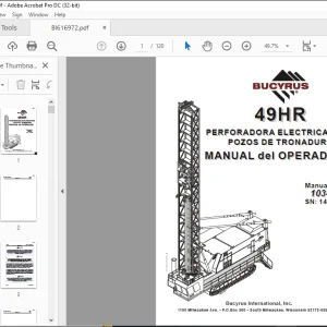 CAT BUCYRUS 49HR PERFORADORA ELECTRICA PARA POZOS DE TRONADURA MANUAL del OPERADOR SN 141175 - PDF DOWNLOAD (Spanish)