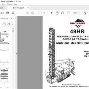CAT BUCYRUS 49HR PERFORADORA ELECTRICA PARA  POZOS DE TRONADURA MANUAL del OPERADOR SN 141275 - PDF