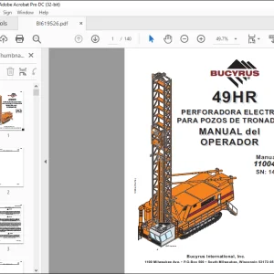 CAT BUCYRUS 49HR Perforadora Electrica Para Pozos De Tronadura MANUAL del OPERADOR SN141308 - PDF DOWNLOAD (Spanish)