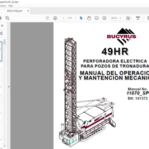 CAT BUCYRUS 49HR Perforadora Electrica Para Pozos De Tronadura Manual de Mantención y Operación 11070 - PDF DOWNLOAD  (Spanish)