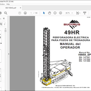 CAT BUCYRUS 49HR Perforadora Electrica Para Pozos De Tronadura Manual de los Operadores 10959 - PDF DOWNLOAD (Spanish)