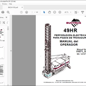CAT BUCYRUS 49HR Perforadora Electrica Para Pozos De Tronadura Manual de los Operadores BI624190 - PDF DOWNLOAD (Spanish)