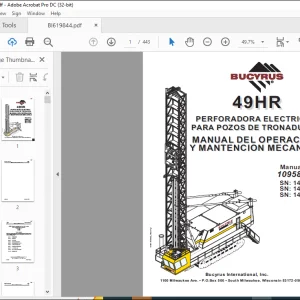 CAT BUCYRUS 49HR Perforadora Electrica Para Pozos De TronaduraManual de Mantención y Operación 10958  - PDF DOWNLOAD (Spanish)