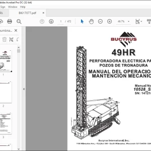 CAT BUCYRUS 49HR Perforadora Electrica Para Pozos de Tronadura Manual de Mantención y Operación - PDF DOWNLOAD (Spanish)