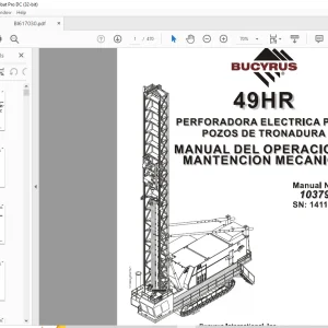 CAT BUCYRUS 49HR Perforadora Electrica Para Pozos de Tronadura Manual de Mantención y Operación BI617030  - PDF DOWNLOAD (Spanish)