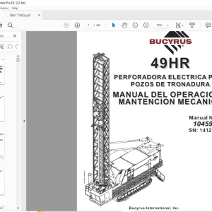 CAT BUCYRUS 49HR Perforadora Electrica Para Pozos de Tronadura Manual de Mantención y Operación BI617060 - PDF DOWNLOAD (Spanish)