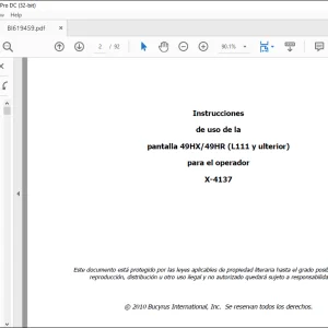 CAT BUCYRUS 49HX 49HR (L111 y ulterior) para el operador Instrucciones Manual BI619459 - PDF DOWNLOAD (Spanish)