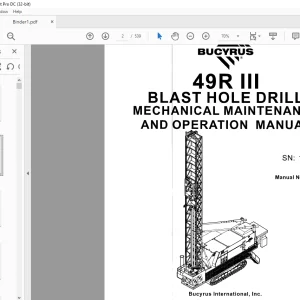 CAT BUCYRUS 49R III BLAST HOLE DRILL MECHANICAL MAINTENANCE AND OPERATION MANUAL SN141069  -  PDF DOWNLOAD