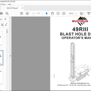 CAT BUCYRUS 49RIII BLAST HOLE DRILL OPERATOR'S MANUAL SN 141092 - PDF DOWNLOAD