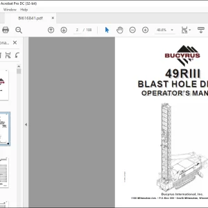 CAT BUCYRUS 49RIII BLAST HOLE DRILL OPERATOR’S MANUAL SN 141130 - PDF DOWNLOAD