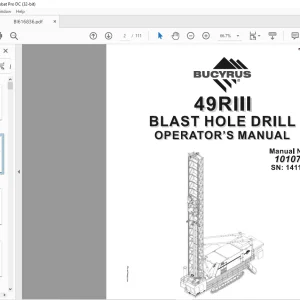 CAT BUCYRUS 49RIII BLAST HOLE DRILL Operator’s Manual BI616836 - PDF DOWNLOAD