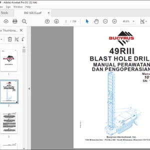 CAT BUCYRUS 49RIII BLAST HOLE DRILL PERAWATAN DAN PENGOPERASIAN  MANUAL  - PDF DOWNLOAD (INDONESIAN)