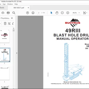 CAT BUCYRUS 49RIII Blast Hole Drill Manual Operator - PDF DOWNLOAD