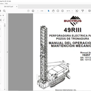 CAT BUCYRUS 49RIII Blast Hole Drill Manual de Mantención y Operación 10257 & 10258  - PDF DOWNLOAD (Spanish)