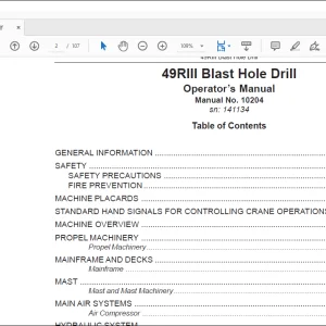 CAT BUCYRUS 49RIII Blast Hole Drill Operator’s Manual SN141134 - PDF DOWNLOAD