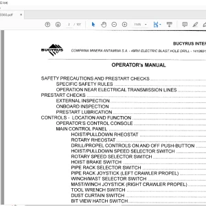CAT BUCYRUS 49RIII ELECTRIC BLAST HOLE DRILL OPERATOR'S MANUAL BI005560 - PDF DOWNLOAD