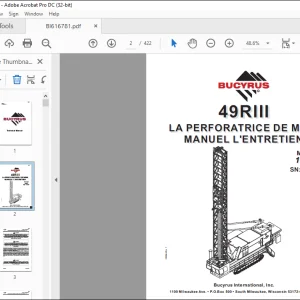 CAT BUCYRUS 49RIII LA PERFORATRICE DE MINE MANUEL L'ENTRETIEN 10047 -  PDF DOWNLOAD (French)