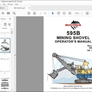 CAT BUCYRUS 595B MINING SHOVIL OPERATOR'S MANUAL -  PDF DOWNLOAD