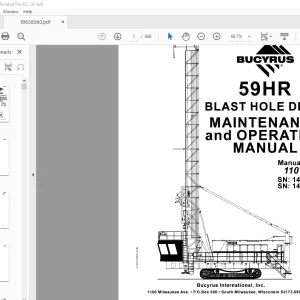 CAT BUCYRUS 59HR BLAST HOLE DRILL MAINTENANCE & OPERATION MANUAL 11075  - PDF DOWNLOAD