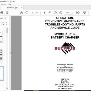 CAT BUCYRUS BUC 14 OPERATION,MAINTENANCE,TROUBLESHOOTING AND SERVICE GUIDE MANUAL BI000821  - PDF DOWNLOAD
