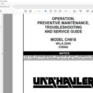 CAT BUCYRUS DBT CH818 Operation, Maintenance, Troubleshooting & Service Guide Manual BI620963 -  PDF DOWNLOAD