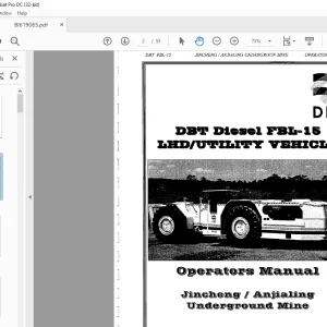 CAT BUCYRUS DBT Diesel FBL-15 LHD Utility Vehicle Operators Manual BI619065  - PDF DOWNLOAD