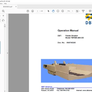 CAT BUCYRUS DBT Feeder Breaker 7MFBM-48A-DD Operation Manual BI000803- PDF DOWNLOAD