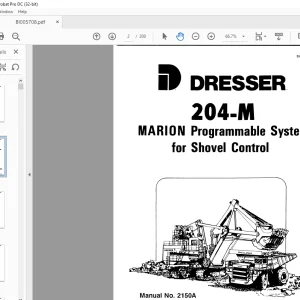 CAT BUCYRUS DRESSER 204-M MARION Programmable System for Shovel Control Operation Manual BI005708 -  PDF DOWNLOAD
