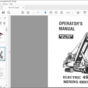 CAT BUCYRUS ELECTRIC 495-B MINING SHOVEL OPERATOR’S MANUAL - PDF DOWNLOAD