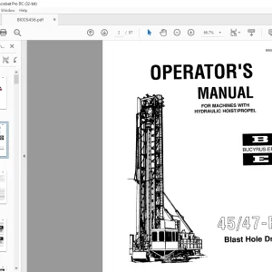 CAT BUCYRUS-ERIE 45 47-R Blast Hole Drill FOR MACHINES WITH HYDRAULIC HOIST PROPEL OPERATORS MANUAL BI0054  - PDF DOWNLOAD