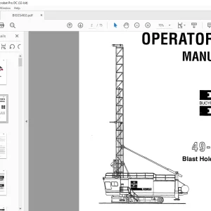 CAT BUCYRUS-ERIE 49-RH Blast Hole Drill OPERATORS MANUAL BI005460  - PDF DOWNLOAD
