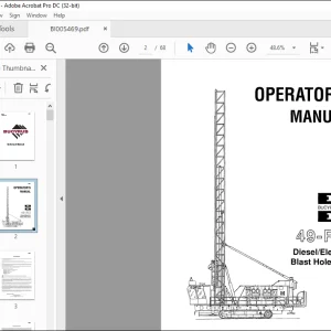 CAT BUCYRUS-ERIE 49-RII Diesel Electric Blast Hole Drill Operator's Manual BI005469  - PDF DOWNLOAD