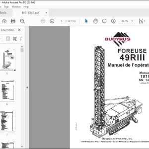 CAT BUCYRUS FOREUSE 49RIII Manuel de l’opérateur SN 141133  -  PDF DOWNLOAD (French)